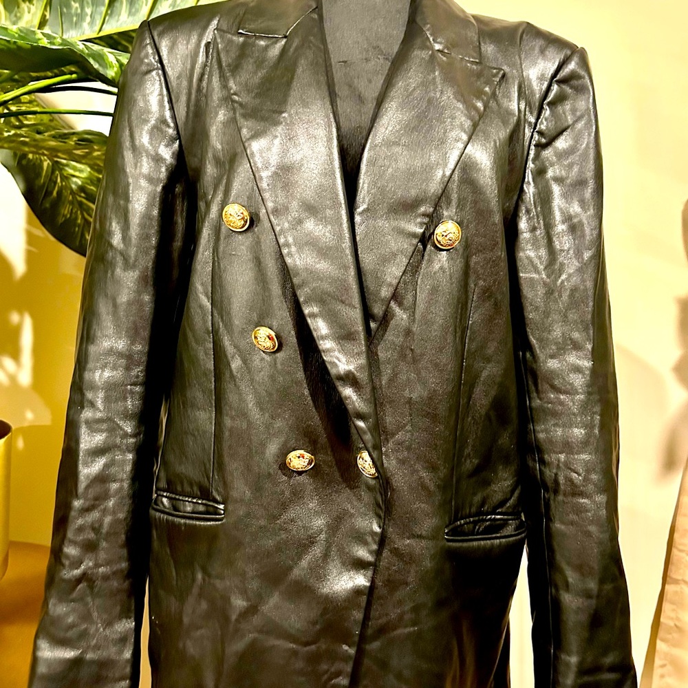 Zara Faux Leather Blazer